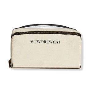 NEW WeWoreWhat Light Cream and Black Travel Pouch Large Train Soft Makeup Case